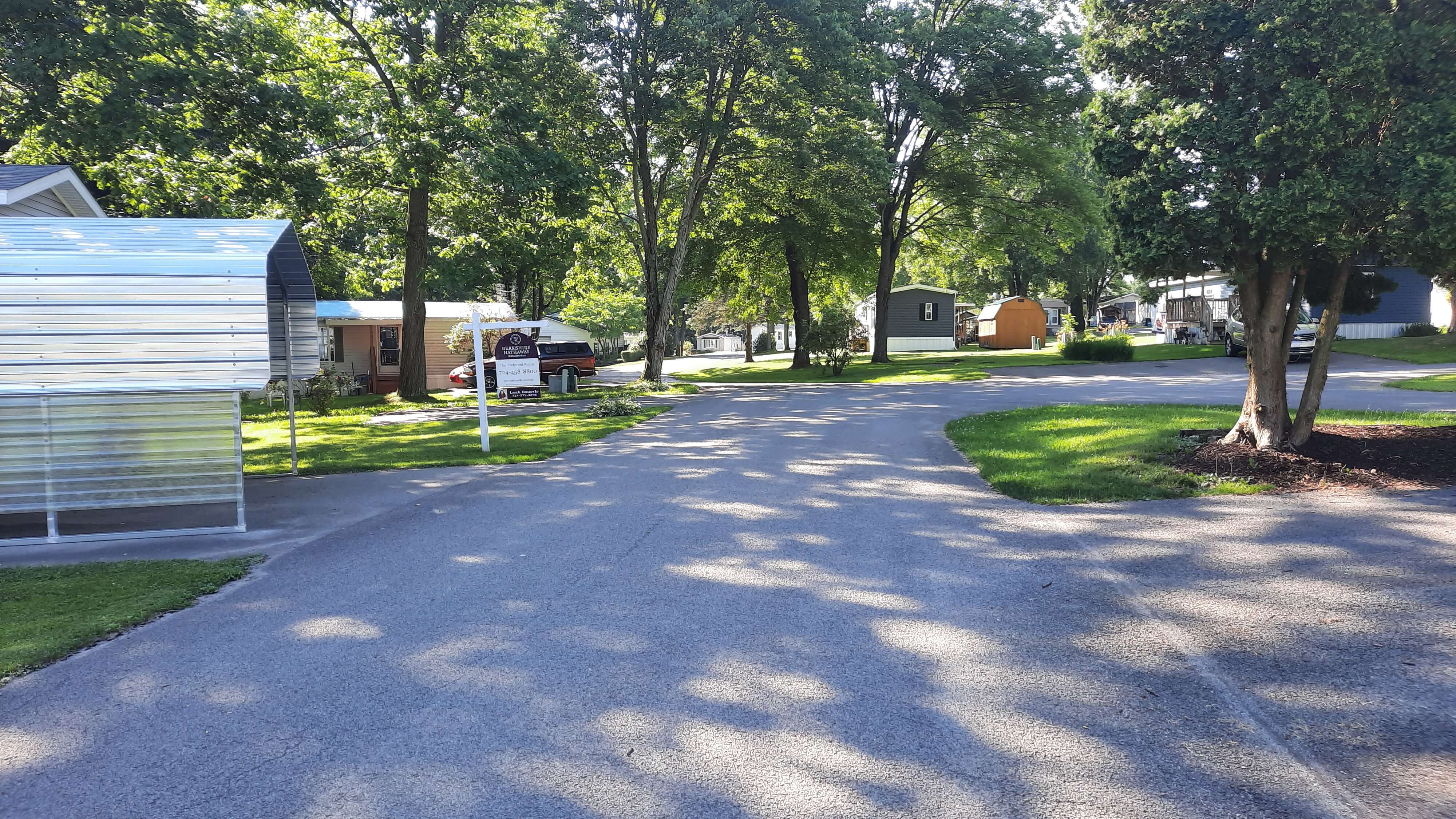 Primary intersection with mobile homes surrounding it