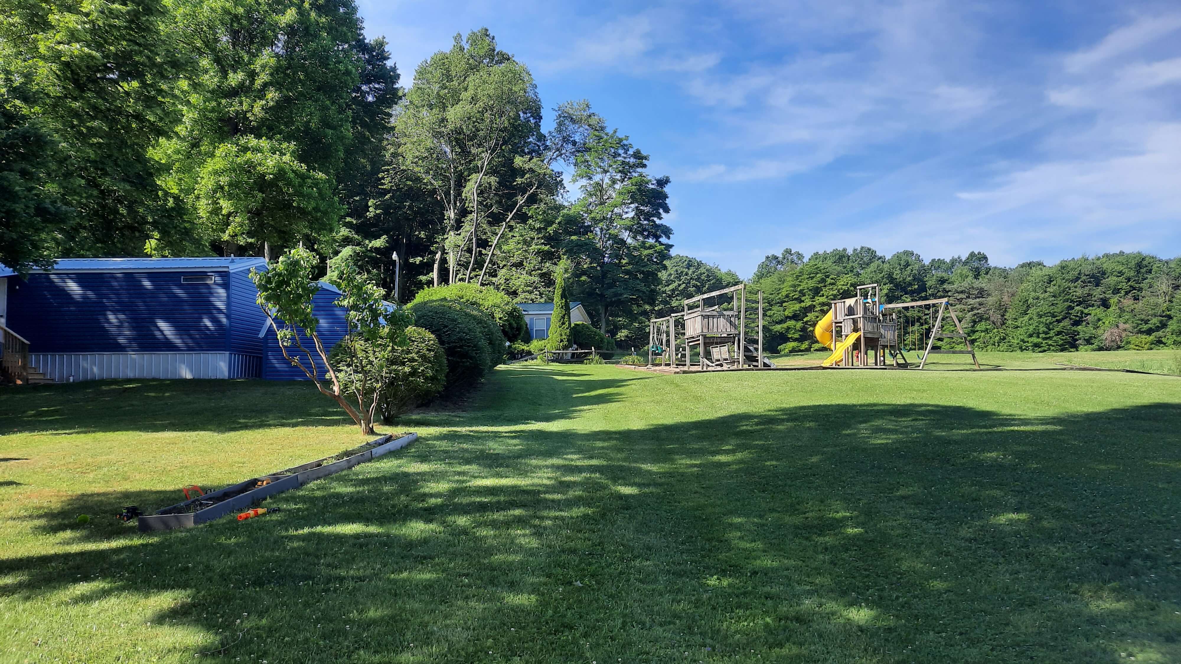 Playground with slide and swings